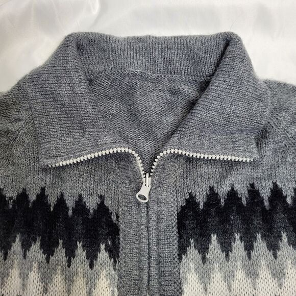 ALPACA gray zip up knit cardigan‎ shacket sweater unisex M - Picture 5 of 8
